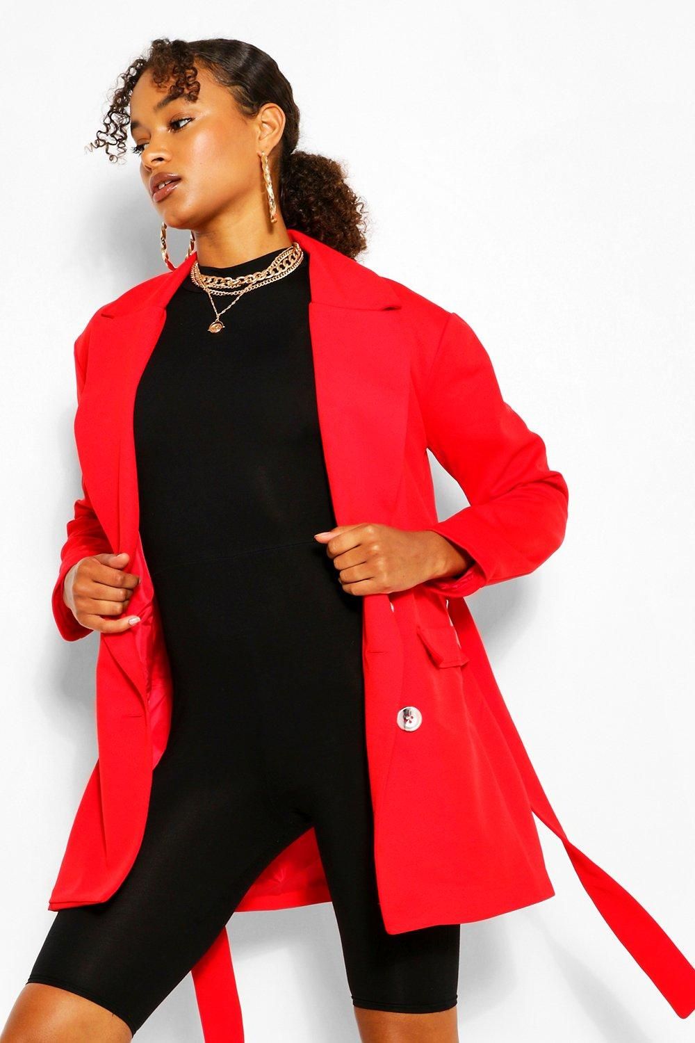 Womens Pocket Double Breasted Blazer - Red - 8 | Boohoo.com (US & CA)