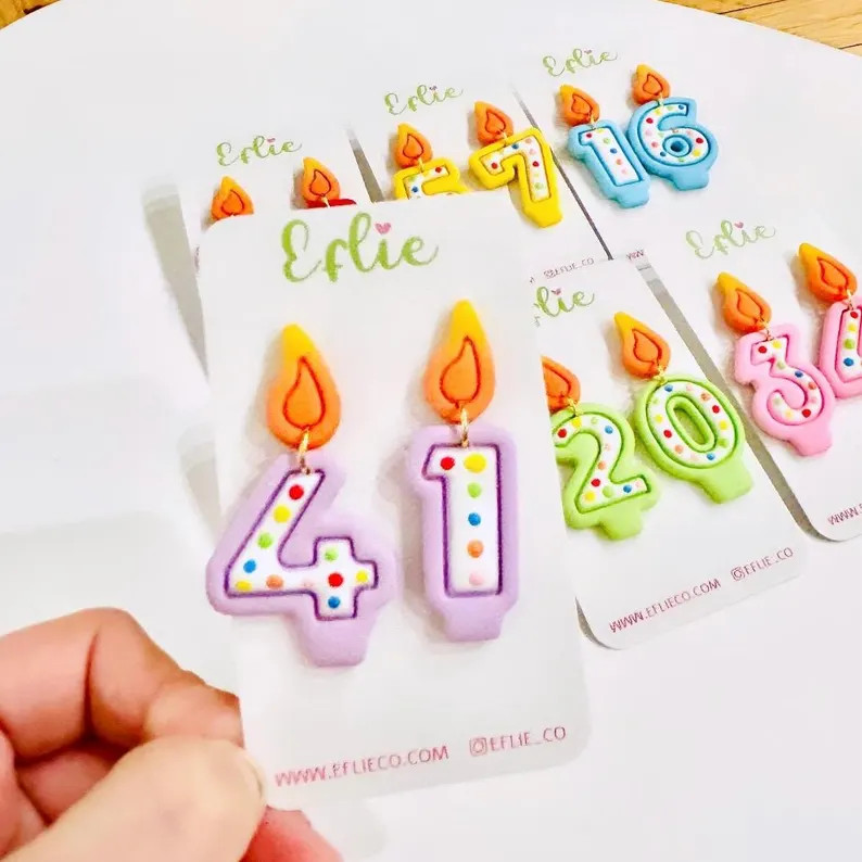 Custom Birthday Candle Earrings Cake Sprinkle Party Dangle Jewelry Celebration Gift Surprise Fun ... | Etsy (Global)