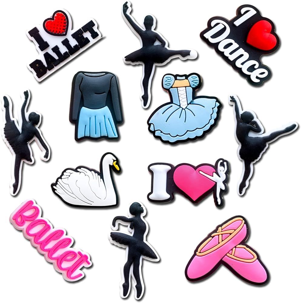 12Pcs Ballet Charms for Clog Shoes Decoration, Ballerina Charms Accessories for Kids Girl Women P... | Amazon (US)