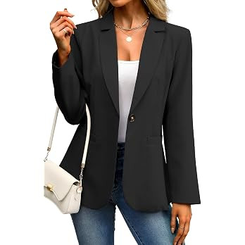 ELLEVEN Women's Business Casual Blazer Slim Fit Suit Jacket for Work Office | Amazon (US)