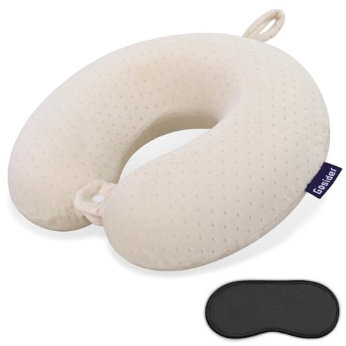 Gosider Memory Foam Neck Pillow Comfortable Travel Neck Pillow Neck and Head Support Lightweight Portable Airplane Travel Pillow for Sleeping, Traveling,Car, Train, Bus and Home Use Beige | Amazon (US)