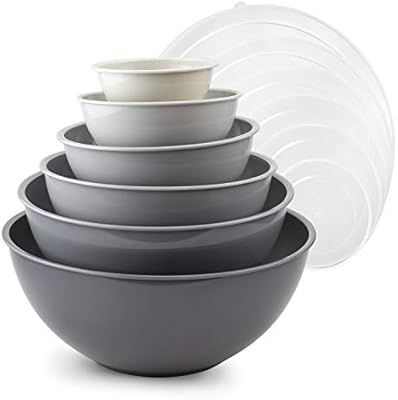Cook with Color Plastic Mixing Bowls with Lids - 12 Piece Nesting Bowls Set includes 6 Prep Bowls... | Amazon (US)