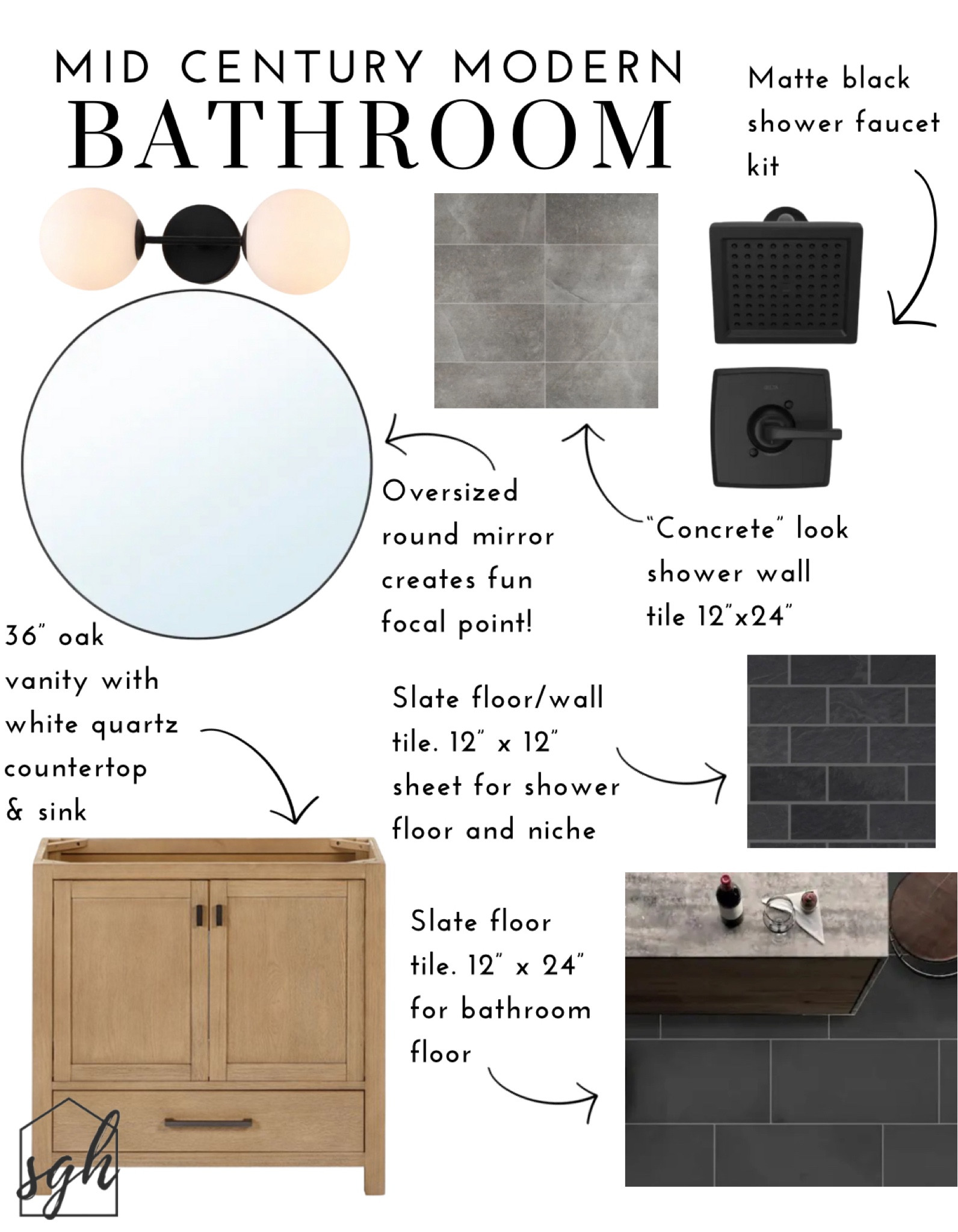 Mid century modern budget bathroom design board

#LTKhome