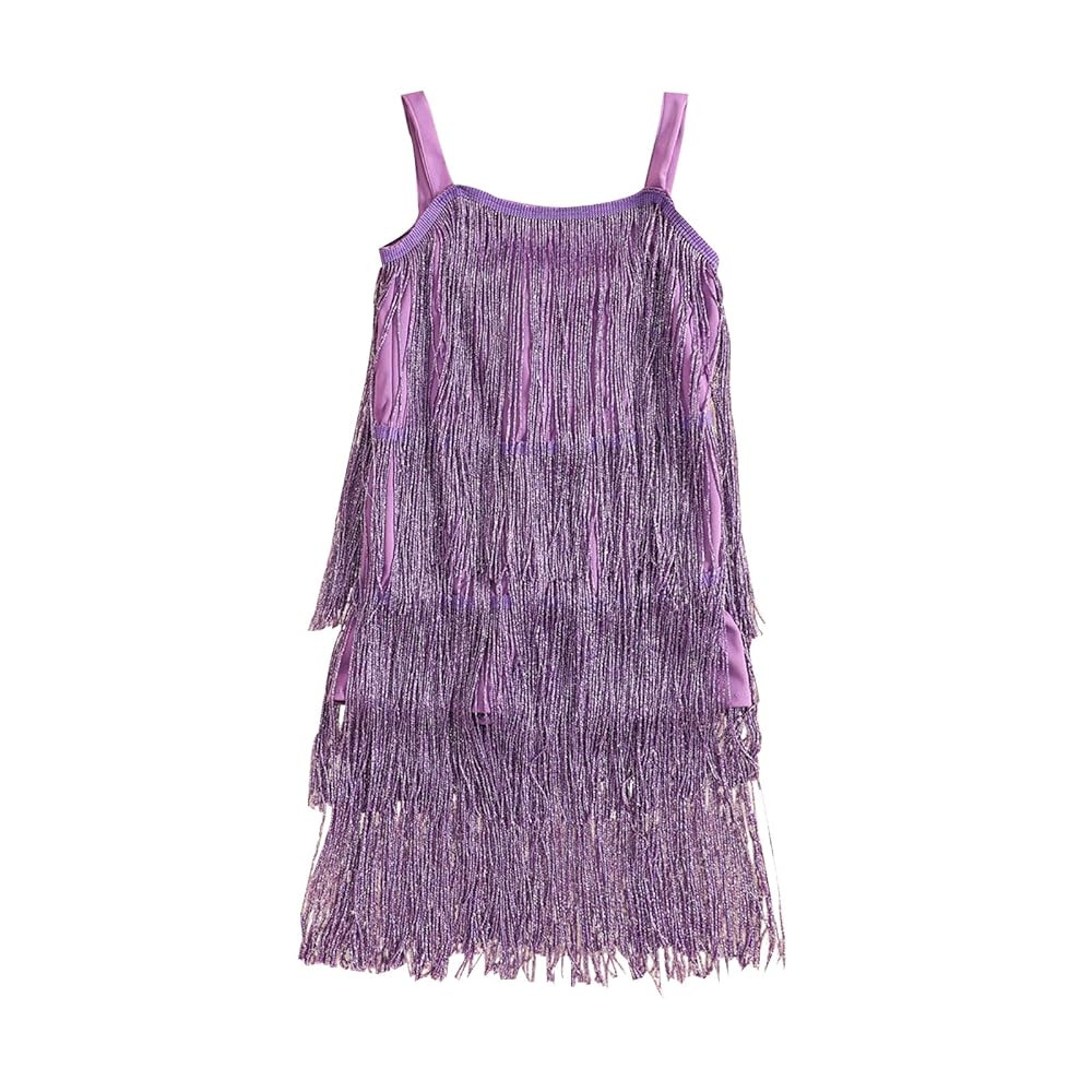 BULINGNA Little Kids Girls Sequin Fringe Layer Dress Sparkling Tassel Sleeveless Dress Zip Back S... | Amazon (US)
