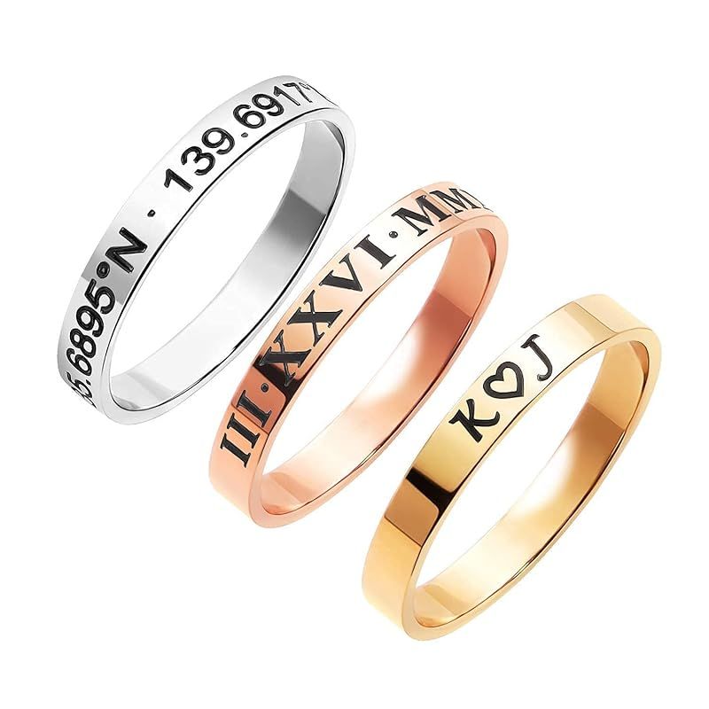 Mothers Day Gifts for Women Graduation Gift for Her Personalized Stacking Ring Stackable Rings Co... | Amazon (US)