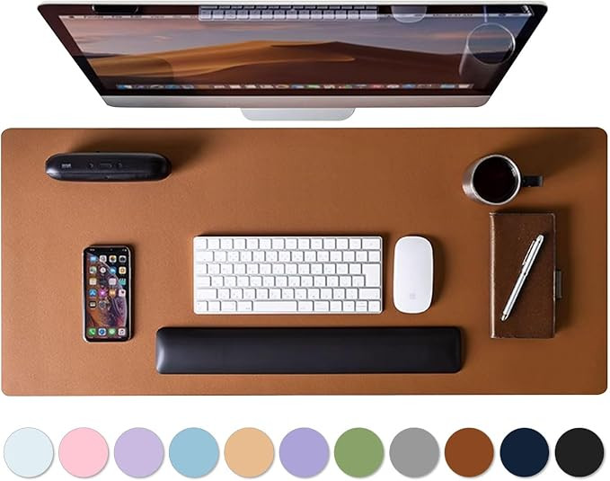 Mouse Pad Desk Protector Mat, Large PU Leather Office Desk Mat, Non-Slip Desk Pad for Keyboard an... | Amazon (US)