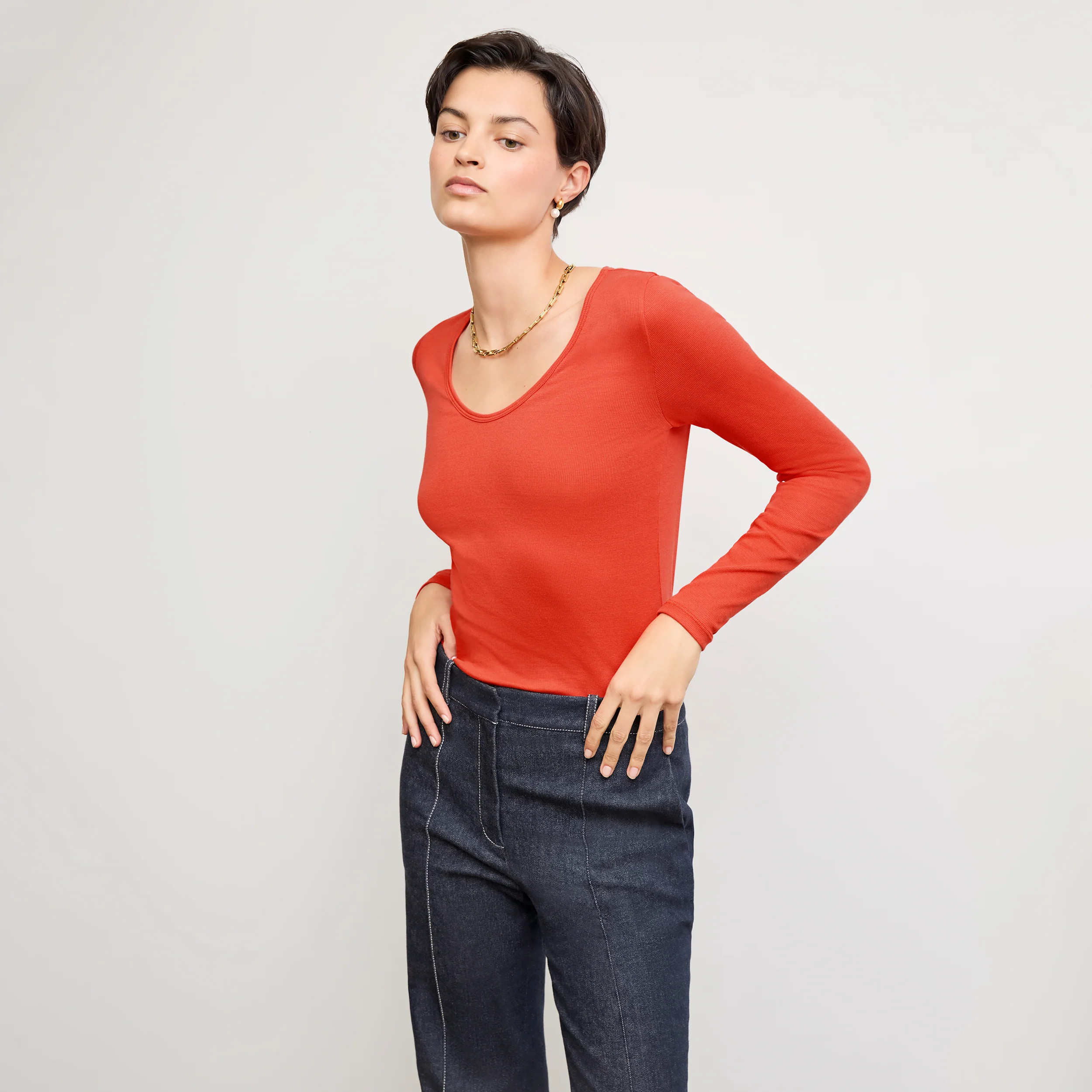 Marcia Layering T-Shirt - Organic Ribbed Pima Cotton :: Marmalade | MM LaFleur