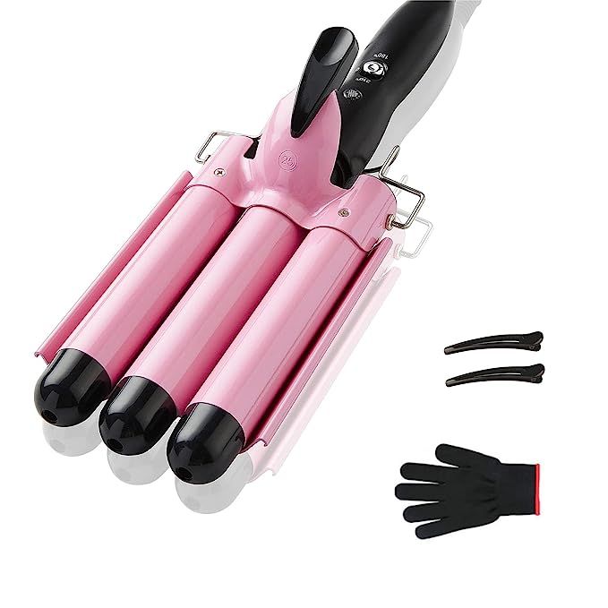 3 Barrel Curling Iron Hair Crimper , TOP4EVER 25mm（1 inch ）Professional Hair Curling Wand wit... | Amazon (US)