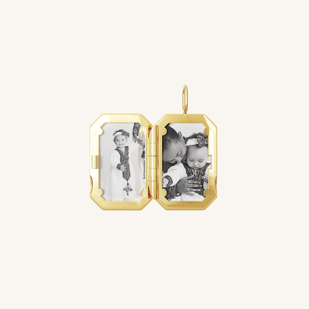 Bevel Photo Locket - GOLD | Francesca Jewellery