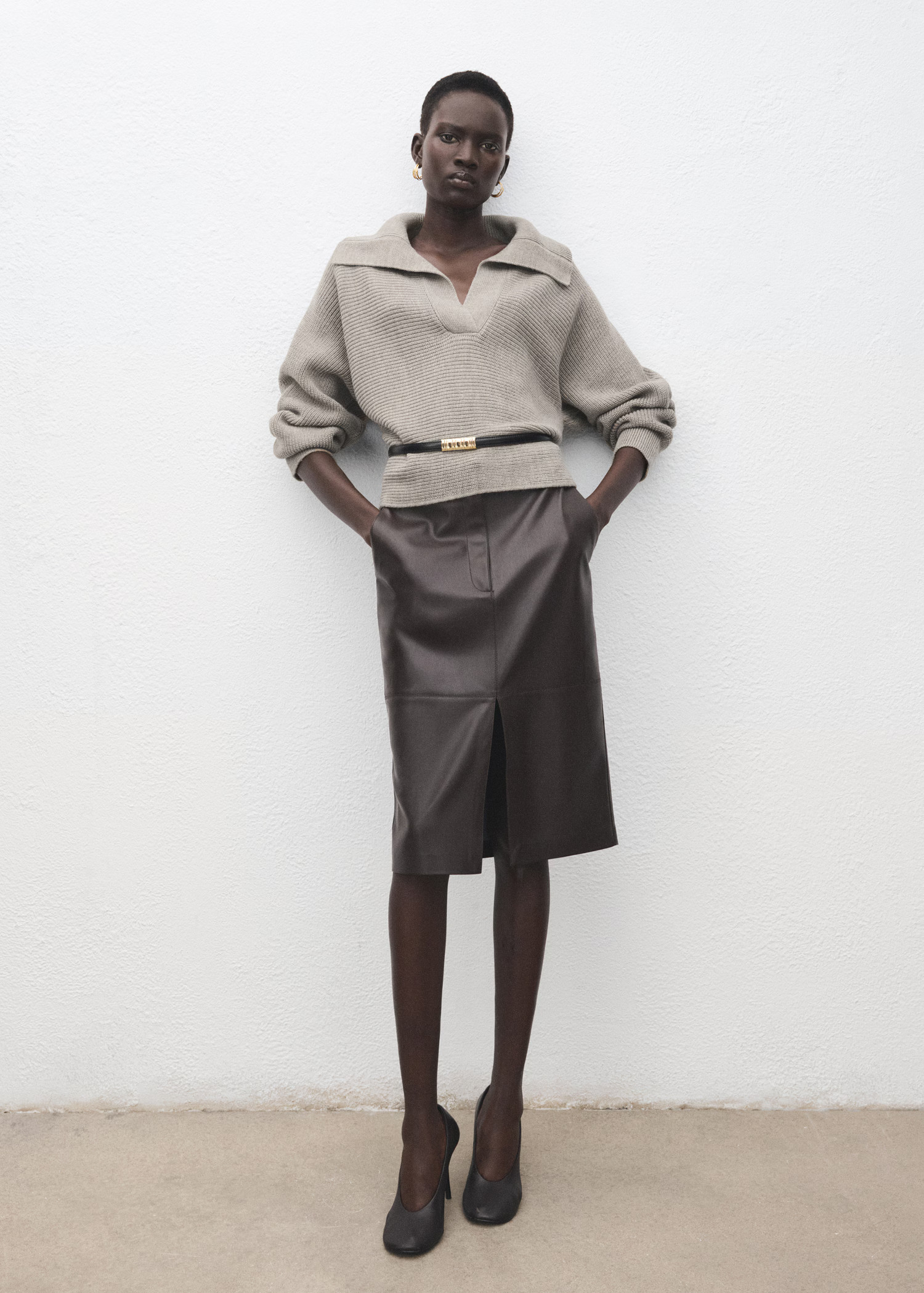 Polo-neck ribbed sweater | Mango (US/MX/AU)