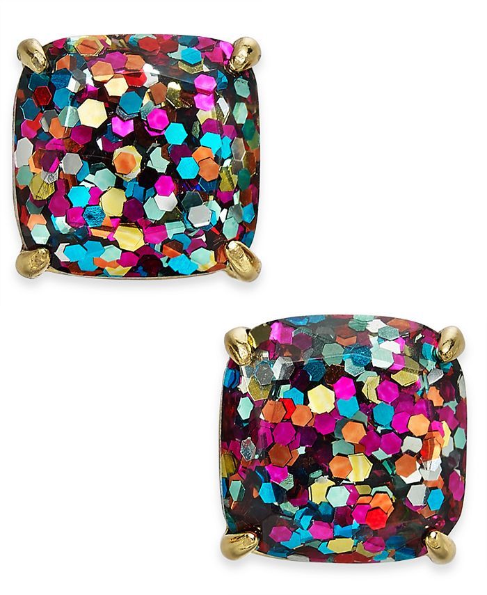 kate spade new york Glitter Crystal Square Stud Earrings & Reviews - Earrings - Jewelry & Watches... | Macys (US)