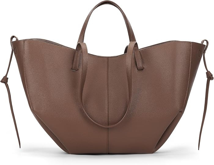 Work Bag Faux Leather Tote Bag for Women Trendy Handbag Purse Fall Shoulder Bag with Magnetic Closure | Amazon (US)