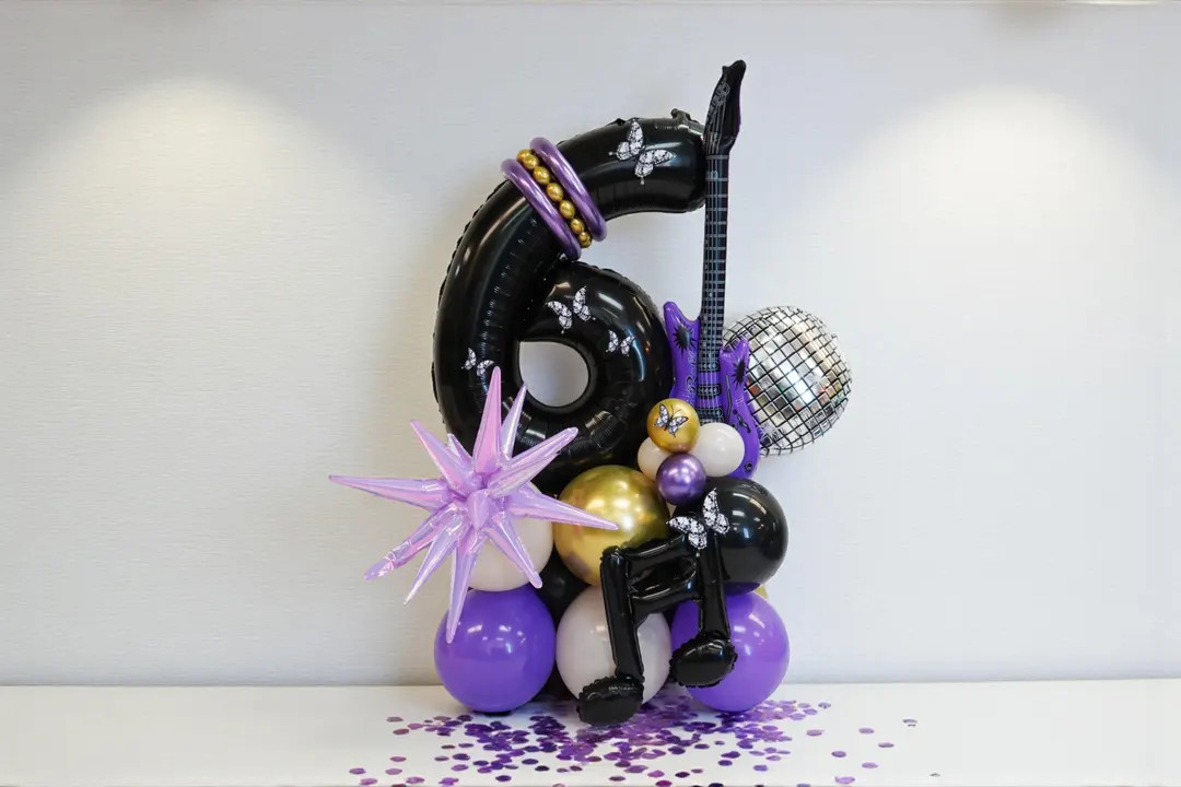 Music Hunters K Pop Rockstar Balloon Tower: Idol Rock Birthday Purple Black K-pop Hunters Decor | Etsy (US)