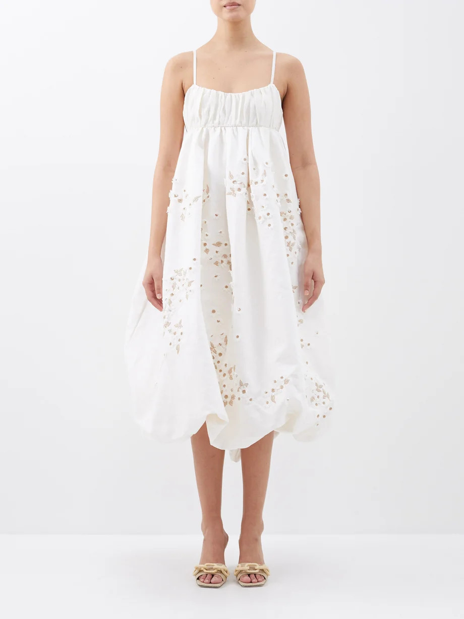 Limonaria floral-appliqué linen dress | Agua by Agua Bendita | Matches (US)