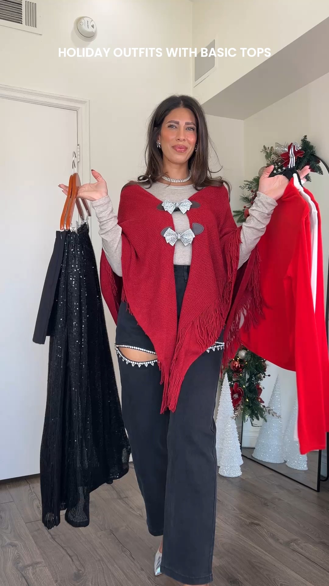 Holiday outfits with basic tops
 Wearing medium in all the tops but should have sized down to a small. 
17% merino wool

#LTKFindsUnder50 #LTKHoliday #LTKSeasonal