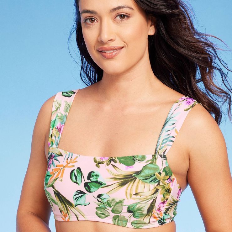 Women's Botanical Floral Print Bikini Top - Kona Sol™ Light Pink | Target