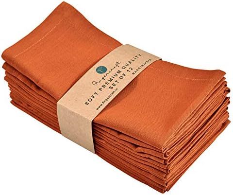 Dinner Cloth Napkins, Cotton Linen Blend Fabric 12 Pack, Premium Quality, Mitered Corners for Eve... | Amazon (US)