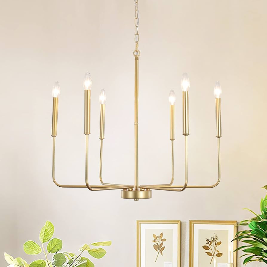 Farmhouse Gold Chandelier 6 Light Dining Kitchen Island Pendant Light Rustic Candlestick Lighting... | Amazon (CA)