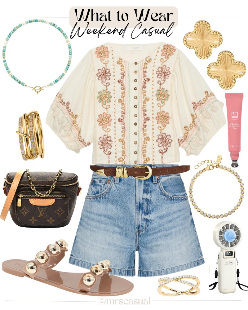 Weekend plans call for comfy outfits that still feel put together. This embroidered top is so good for summer!

#LTKootd #LTKmomlife #LTKOver40