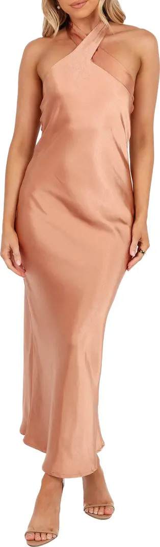 Grasie Stretch Satin Halter Dress | Nordstrom