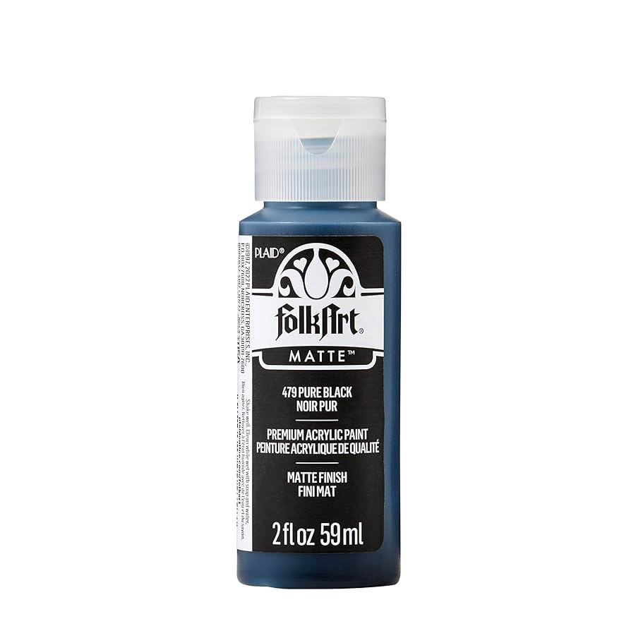 FolkArt Acrylic Paint in Assorted Colors (2 fl oz), 479, Pure Black | Amazon (US)