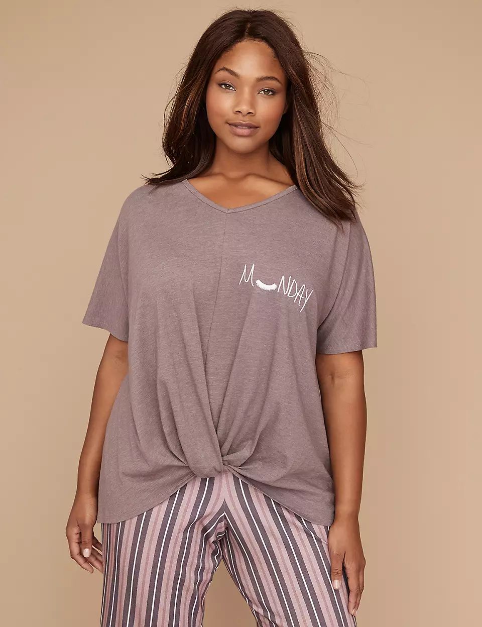 Knot-Front Graphic Sleep Tee | Lane Bryant (US)