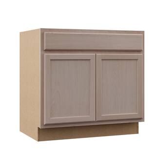 Hampton Bay Hampton Unfinished Recessed Panel Stock Assembled Sink Base Kitchen Cabinet (36 in. x... | The Home Depot