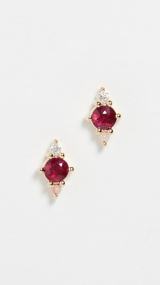 Amalfi Ruby + Diamond + Pink Opal Trio Earrings | Shopbop