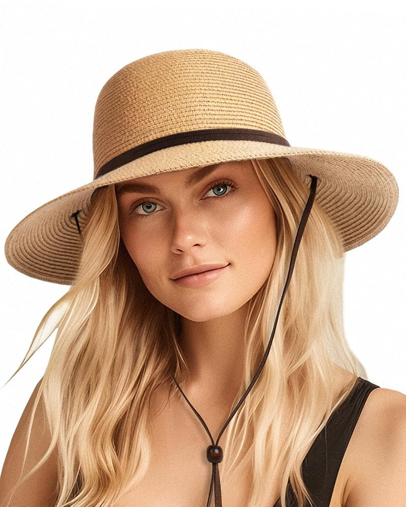 FURTALK Womens Wide Brim Sun Hat with Wind Lanyard UPF Summer Straw Sun Hats for Women | Amazon (CA)