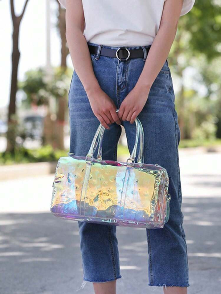 2025 New PVC Holographic Jelly Travel Bag, Large Capacity Gym Sports Luggage Bag, Fashionable Business Trip Bag, Waterproof Durable Storage Bag, Unisex | SHEIN