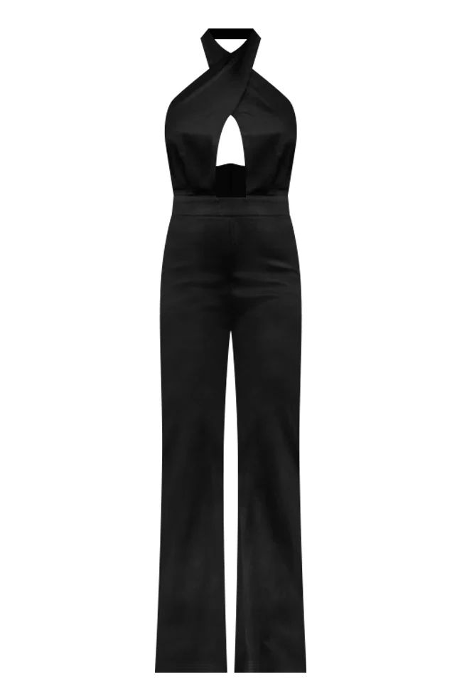 A Point In Time Black Cross Neck Jumpsuit | Pink Lily