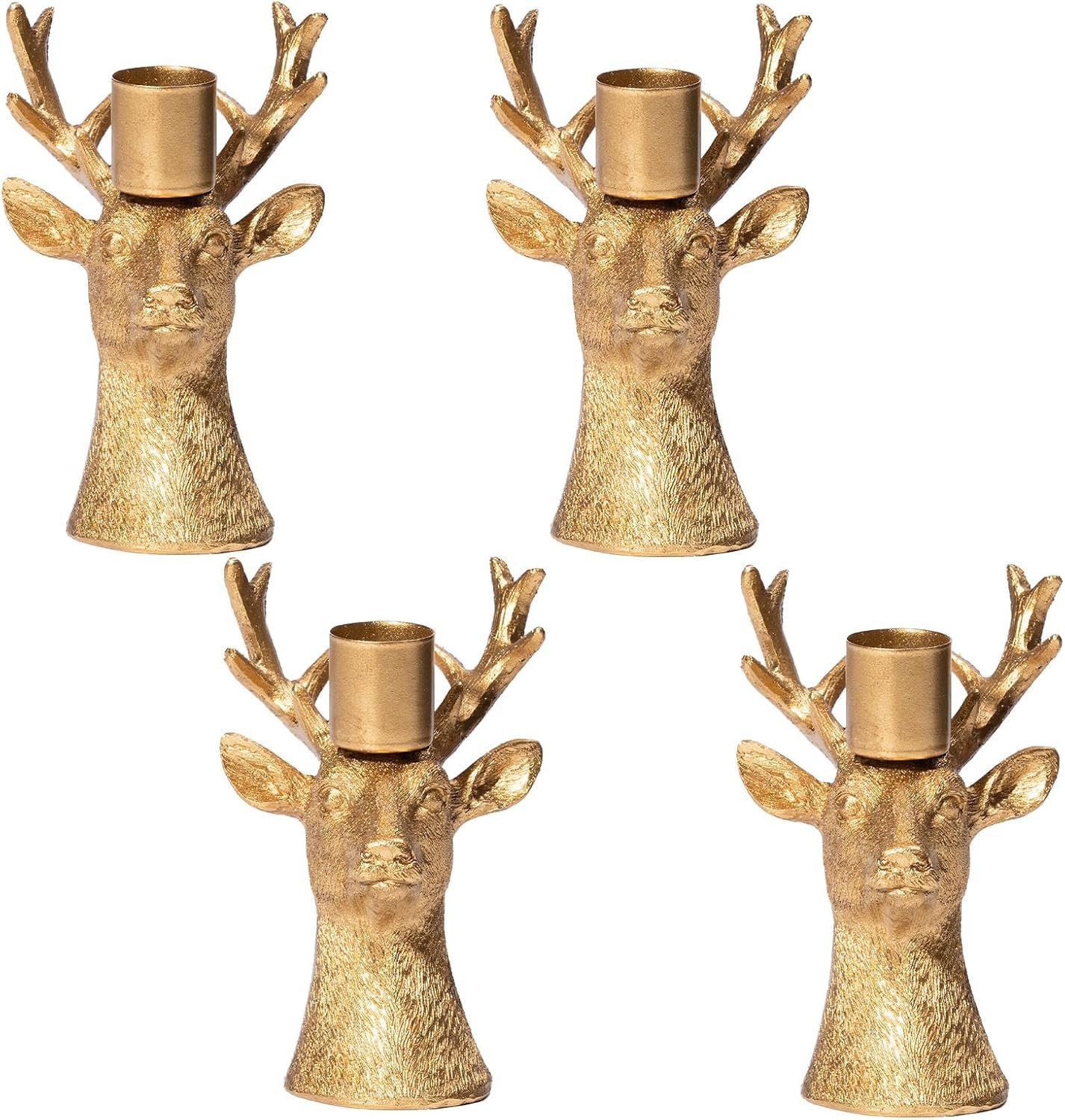 Candlestick Holders Vintage Reindeer Candle Holders, Brass Gold Deers Candle Stick Holders Set of... | Amazon (US)