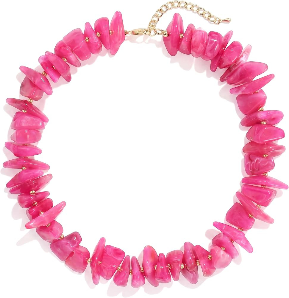 Elegance 11 designs Chunky Heart Necklace for Women, Colorful Acrylic Beaded Statement Puff Heart Necklace, Cute Boho Y2K Choker Necklace for Gift Jewelry | Amazon (US)