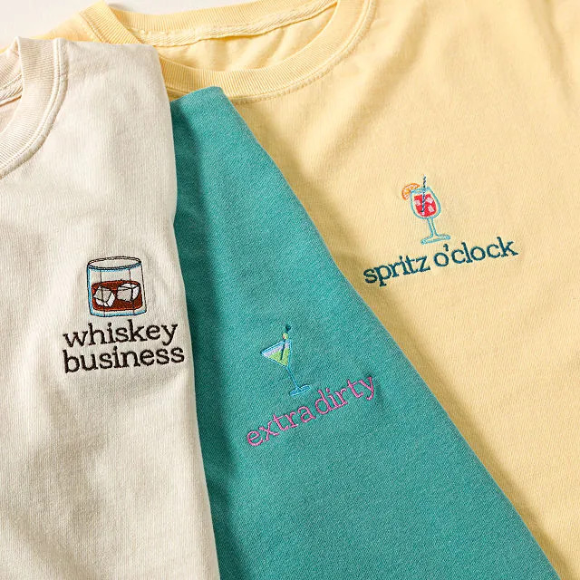 Happy Hour Embroidered Tee | UncommonGoods