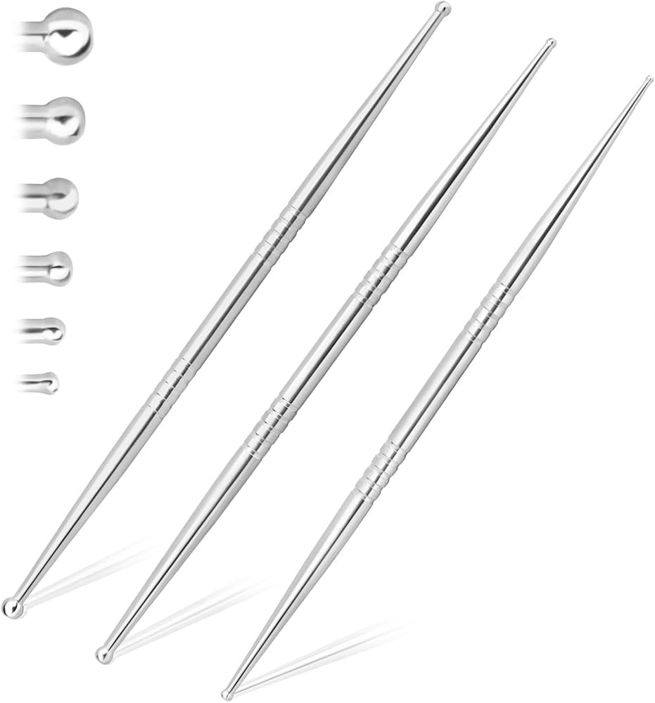 ideayard Facial Reflexology Massage Tool 3 Pieces/6 Szie Headed Stainless Steel Acupuncture Pen E... | Amazon (US)