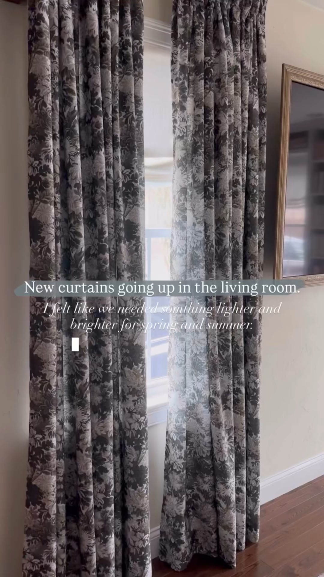 New curtains going up in the living room. I felt like we needed somthing lighter and brighter for spring and summer.