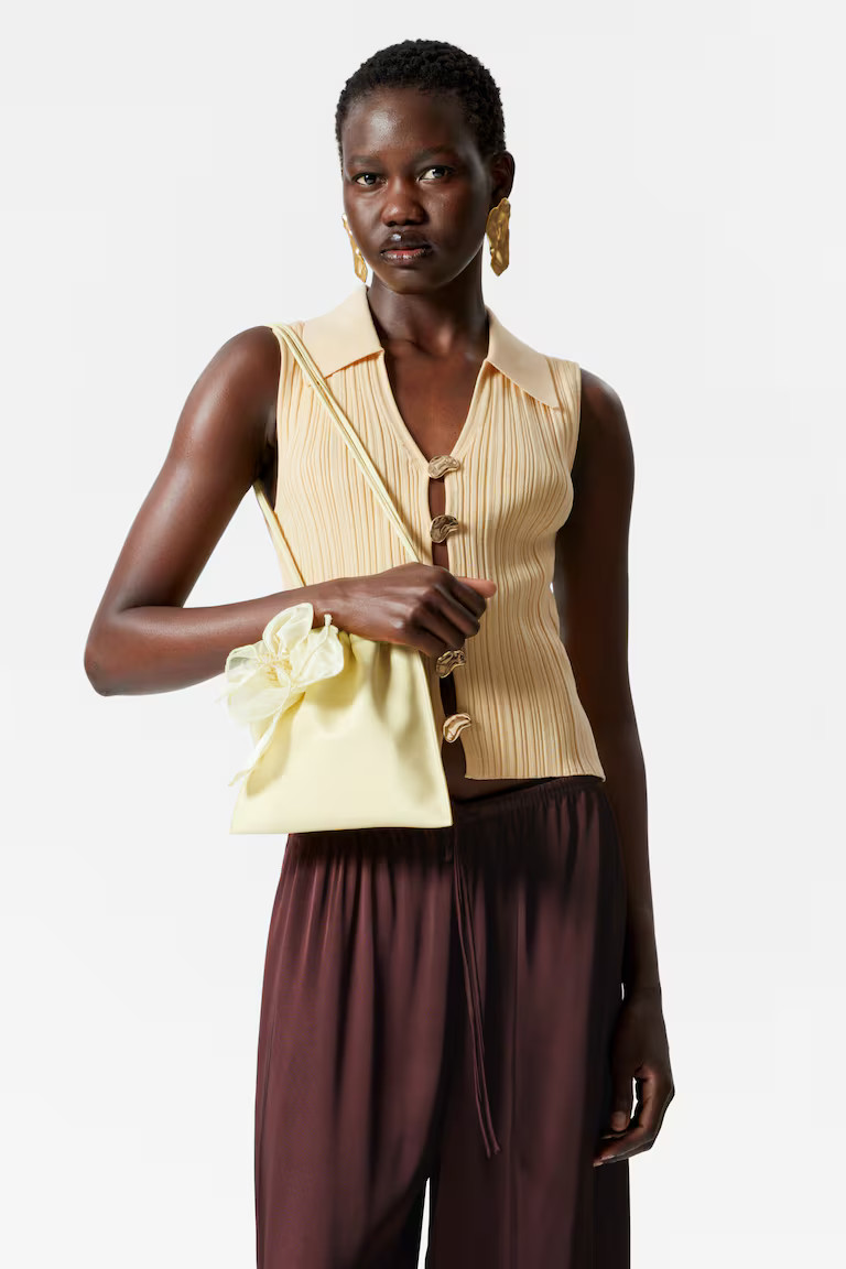 Rib-Knit Collar Tank Top - Light Yellow - Ladies | H&M GB | H&M (UK, MY, IN, SG, PH, TW, HK)