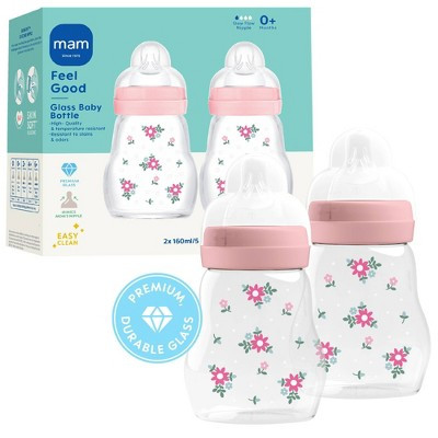 MAM Feel Good Glass Baby Bottles - Pink - 6 fl oz/2pk | Target