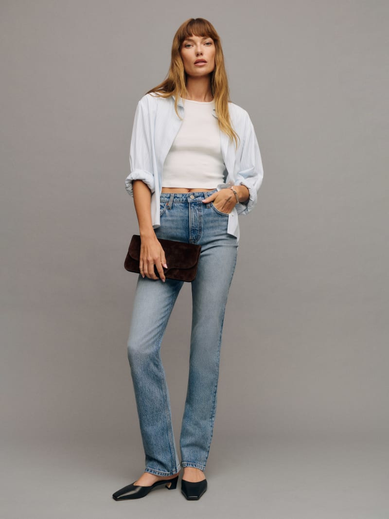 Jax Stretch High Rise Straight Jeans | Reformation (Global)