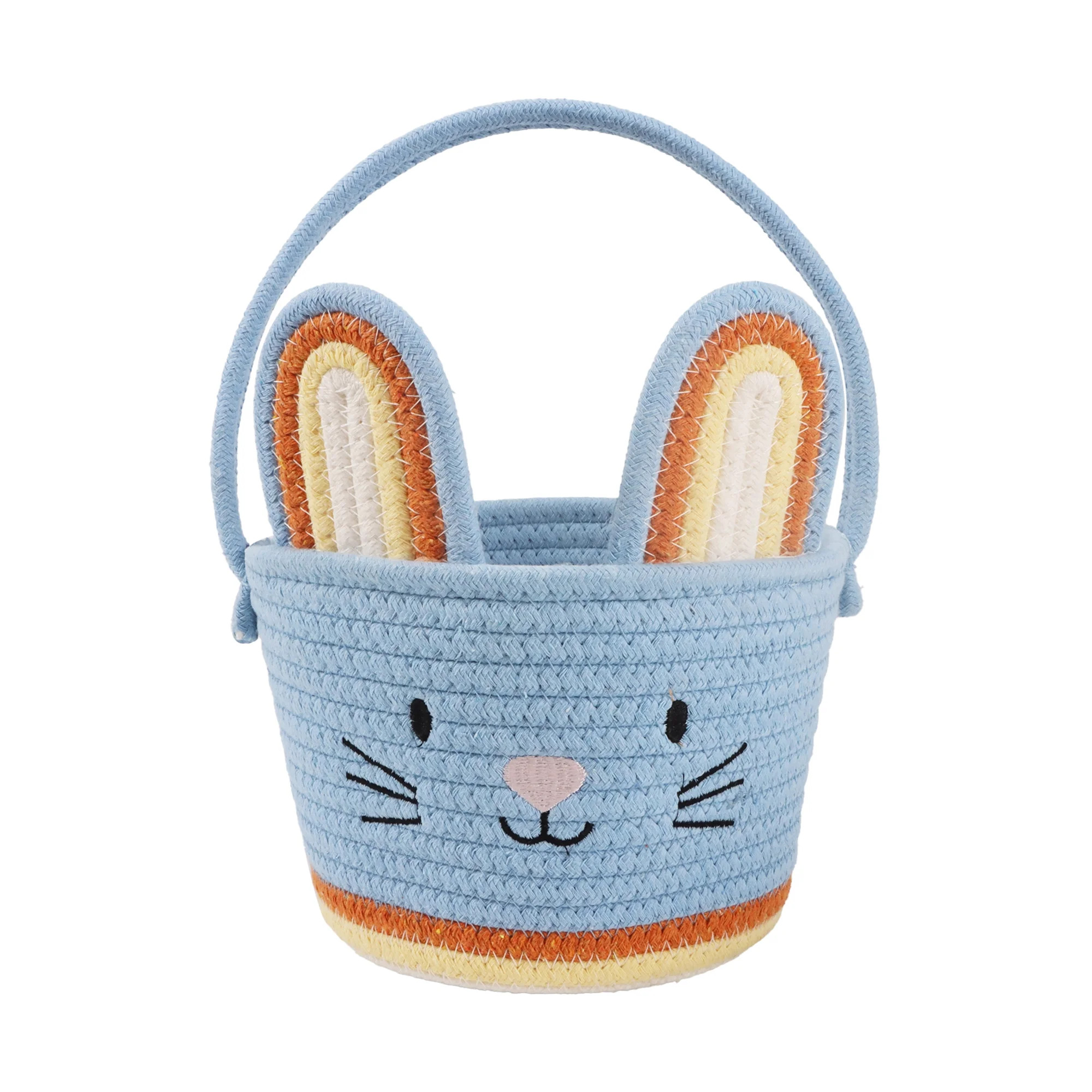 Round Bunny Rope Basket, Multicolor, 8" x 9", Easter by Way To Celebrate | Walmart (US)