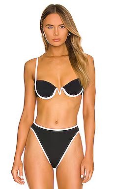 L*SPACE Nico Bikini Top in Black & Cream from Revolve.com | Revolve Clothing (Global)