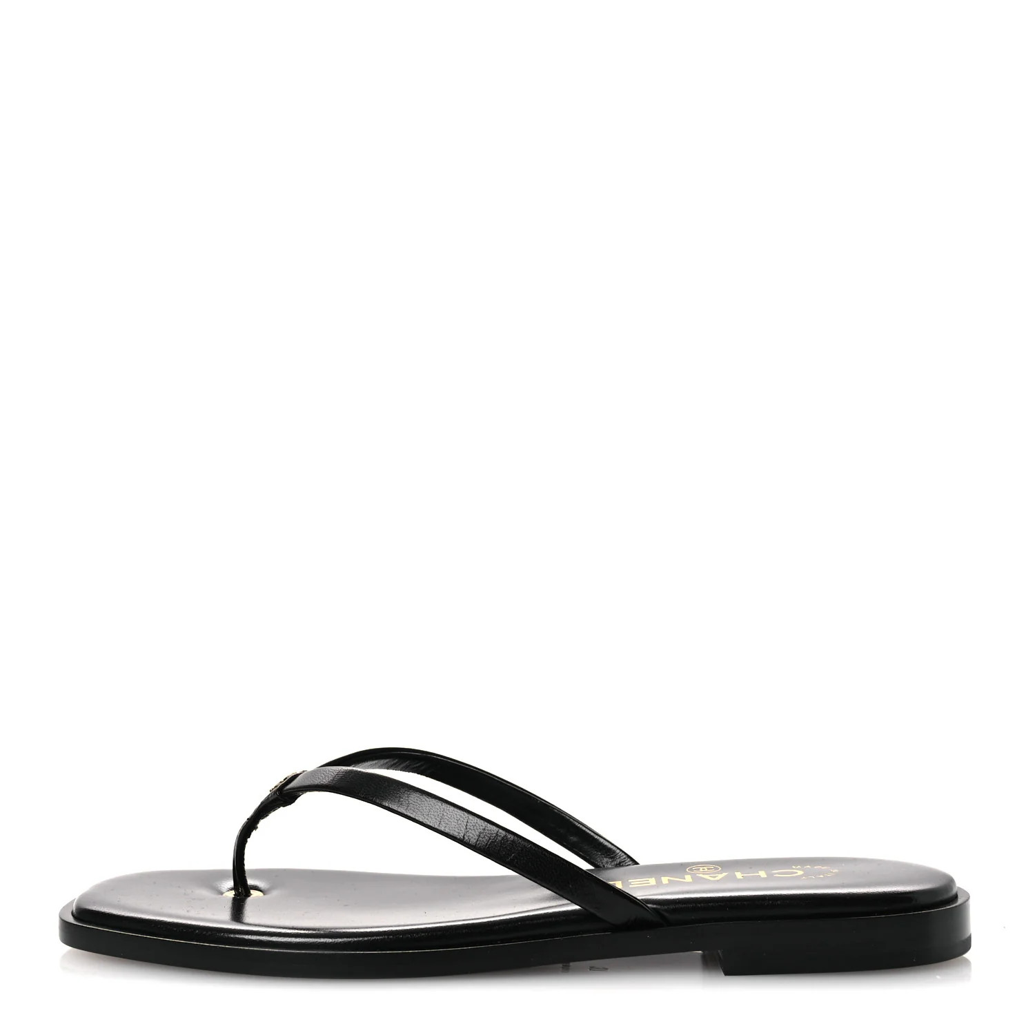 Chanel Goatskin CC Times Square Thong Sandals 37 Black 1914826 | FASHIONPHILE (US)
