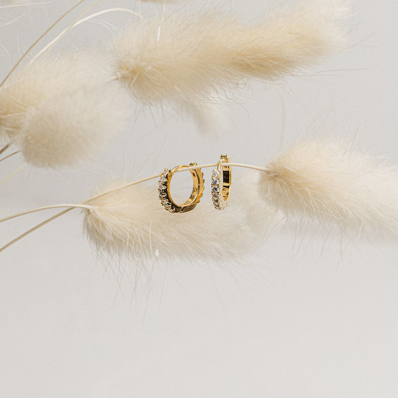 COCO Pave Huggie Earrings by CaitlynMinimalist  Pave Huggie | Etsy | Etsy (US)