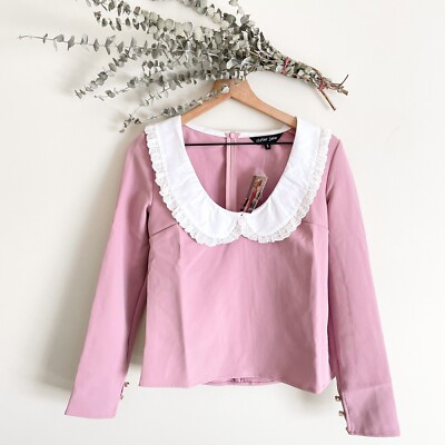 Sister Jane Candy Pink Aquarius Top  Ruffle Scoop Neck Top Size  Small | eBay US