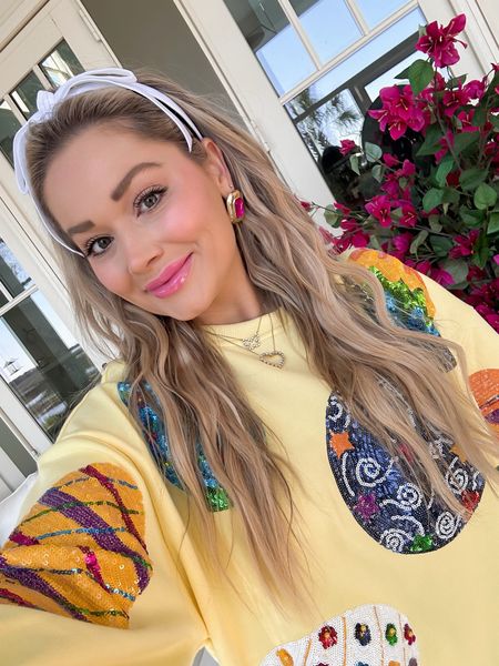 Easter outfit 
Wearing size small in sweatshirt 
Queen of sparkles / Walmart lipgloss 
Jewelry + Headband is Brianna Cannon

#LTKbeauty #LTKSeasonal