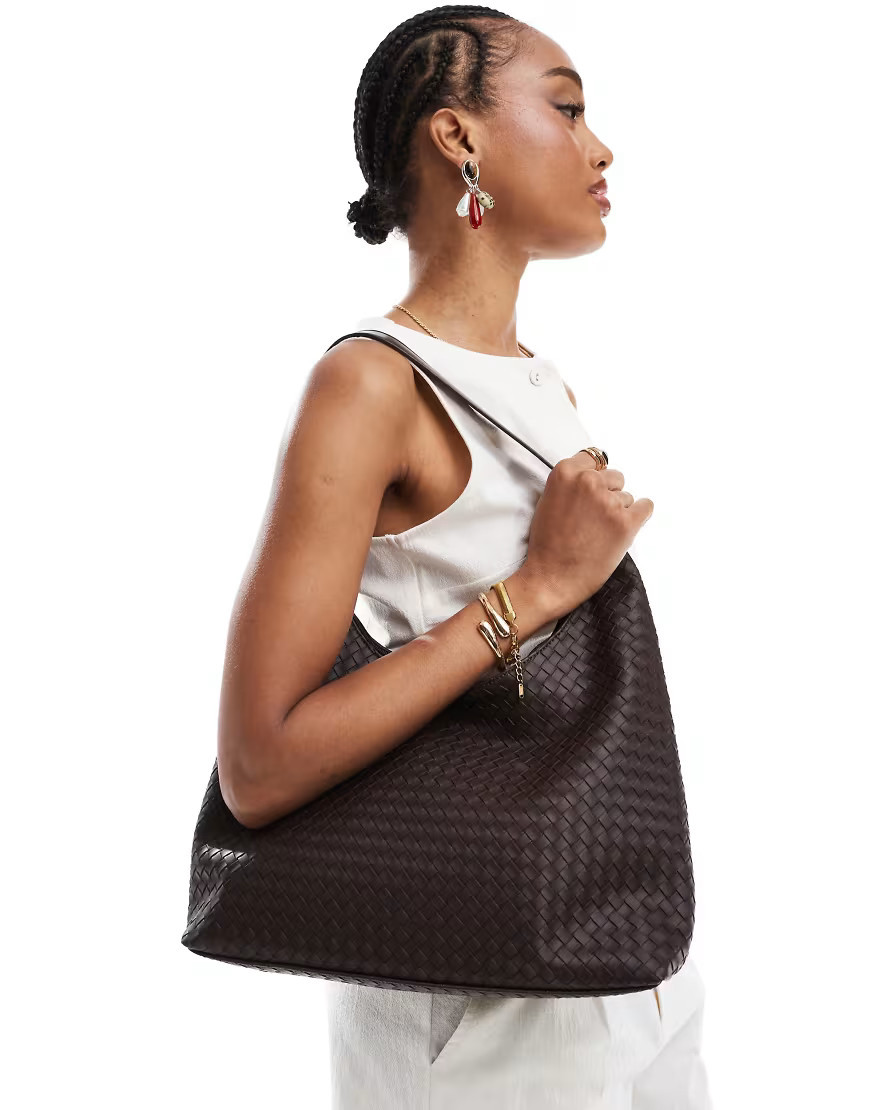 Glamorous large woven shoulder bag in brown | ASOS (Global)