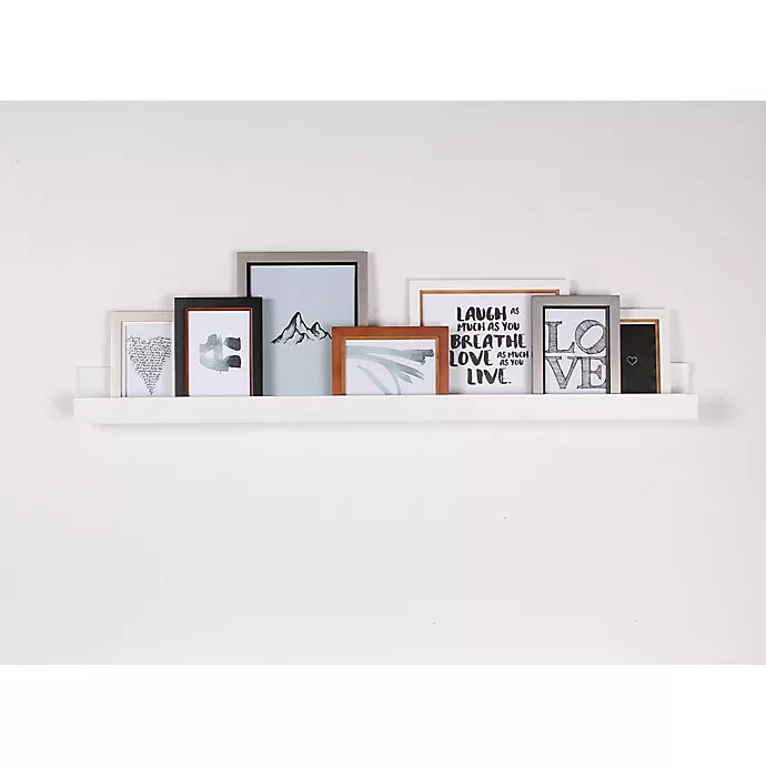 Kate and Laurel Levie 42-Inch Wood Photo Frame Shelf in White | Bed Bath & Beyond