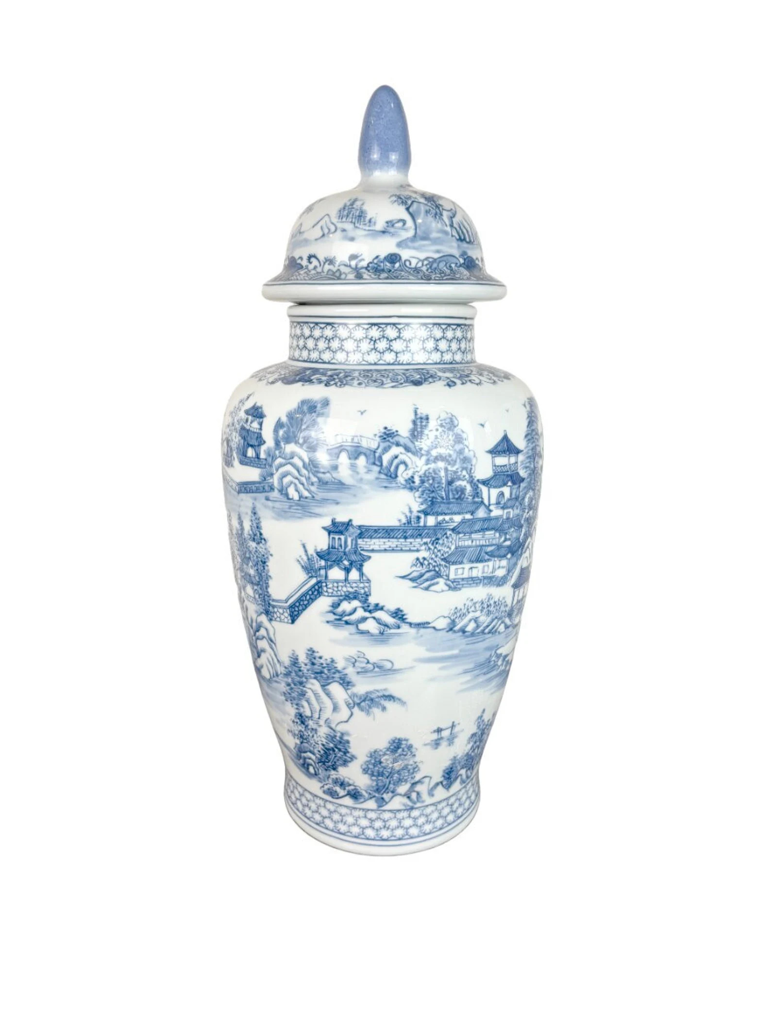 Blue and White Chinoiserie Temple Jar: 16" Vintage Style Decorative Accent - Etsy | Etsy (US)