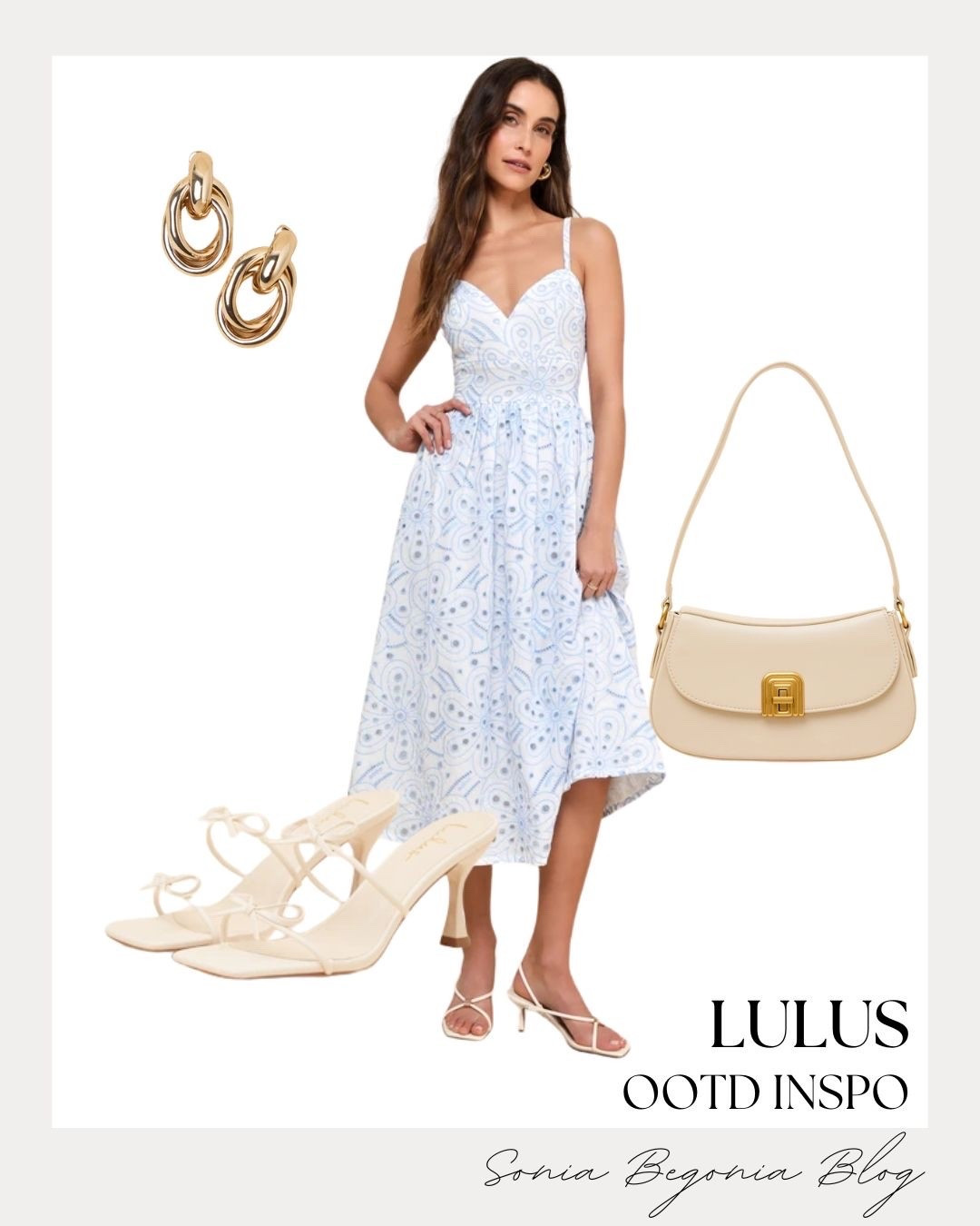 ✨ Simply dreaming of warm sunny days in this beautiful blue and white eyelet midi dress. I am pairing this breezy Lulus piece with strappy cream heeled sandals for an effortlessly elegant afternoon look.
💫 Styled it with a matching neutral shoulder bag and interlinked gold statement earrings.
#SummerMidi #Lulus #EyeletDress #SummerStyle #ChicOOTD #VacationFashion #DressInspo

#LTKootd #LTKSeasonal