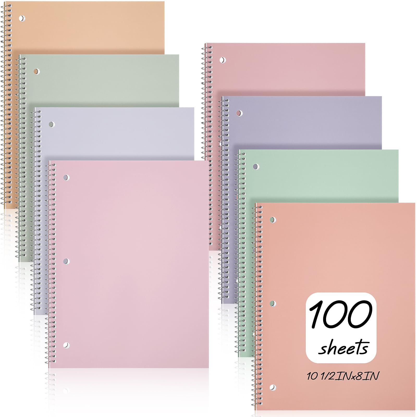 Teling 8 Pcs 1 Subject Spiral Notebook Wide Ruled Colored Notebook 8 x 10 1/2 Inch Pastel Spiral ... | Amazon (US)